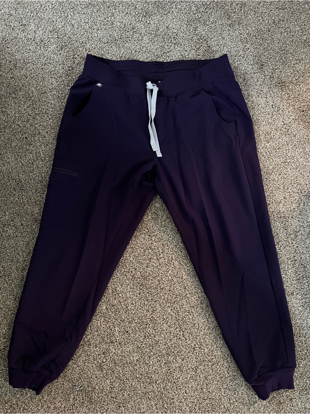 Women's Dark Purple Drawstring Scrub Jogger Pants